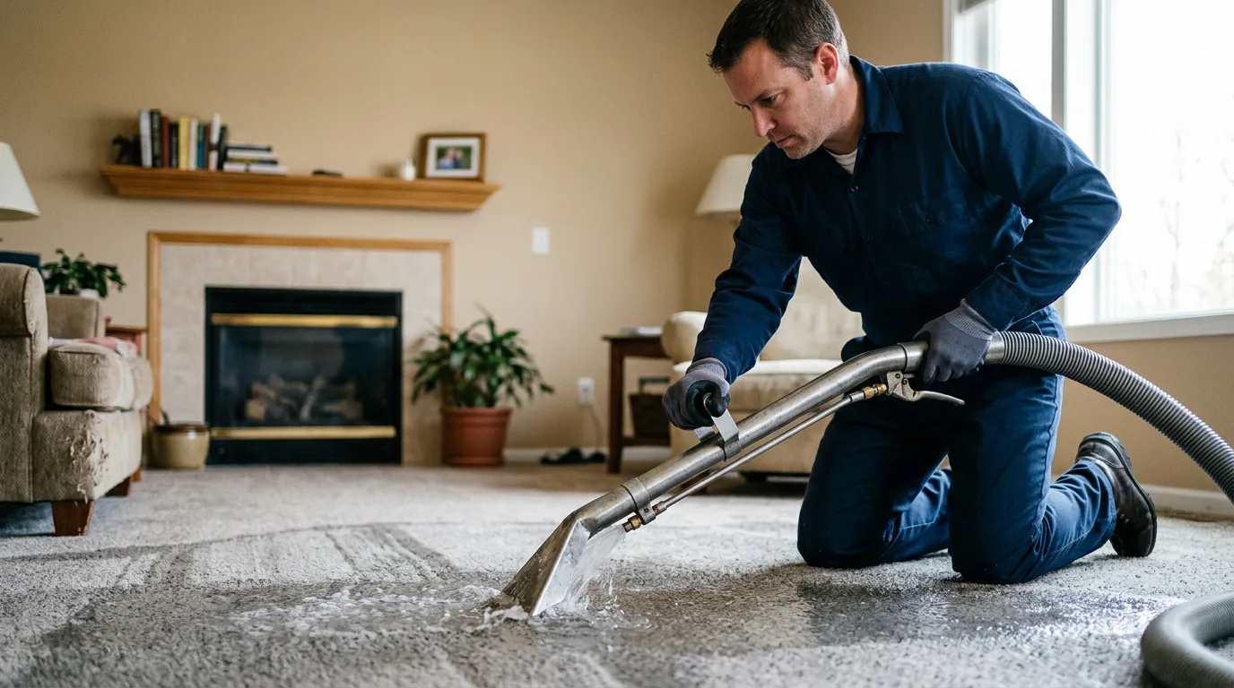 Water damage restoration technician working near Hancocks Bridge, NJ